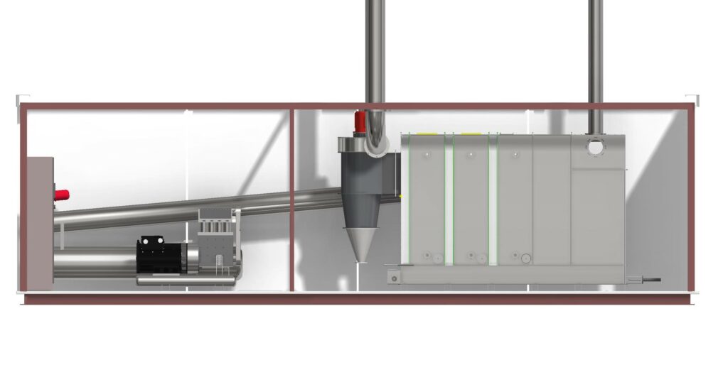 Biomasse Kraft-Wärme-Anlage mit Dampfmotor, Biomasseverbrennung, Hackschnitzelverbrennung, in Containerbauweise.